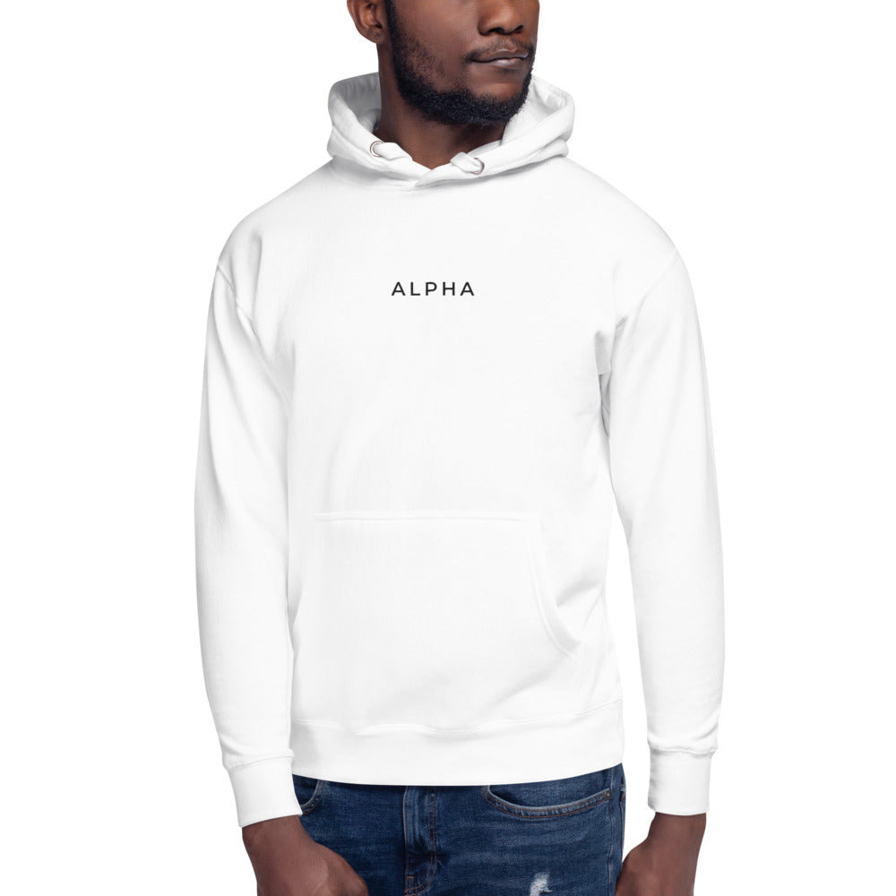 Unisex – Embroidered word hoodie one Alpha
